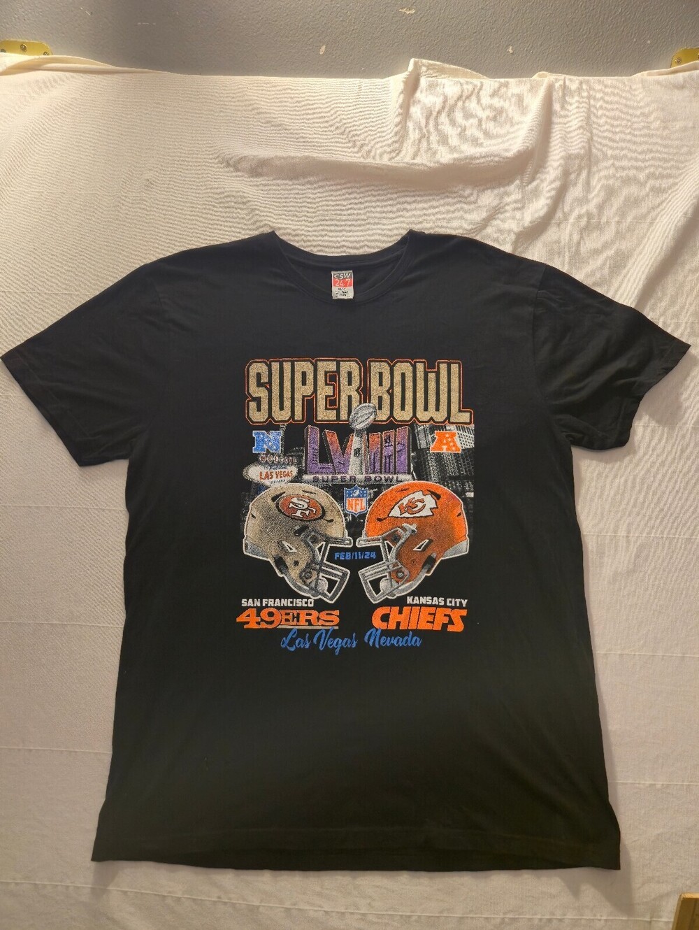 Super Bowl LVIII 58 San Francisco 49ers vs Kansas City Chiefs Black T-Shirt XL